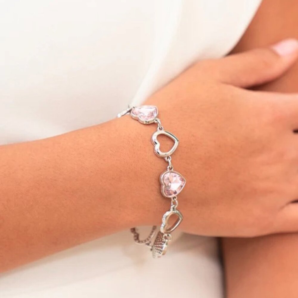 Paparazzi Jewelry Accessories -Sentimental Sweethearts - Pink Bracelet - Vintage